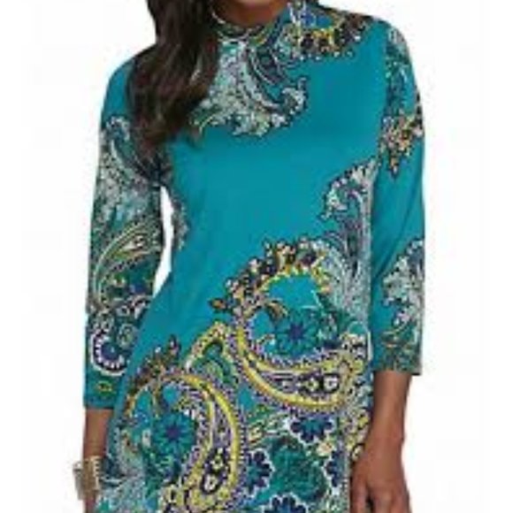 Melissa Paige turquoise multi color paisley tunic - Picture 2 of 8